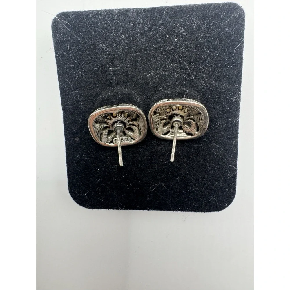 Vintage‎ Sterling Silver Marcasite Mabe Pearl Stud Earrings 925 Elegant